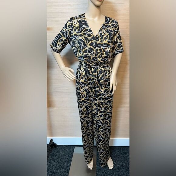 Kate and Mallory Pants - Kate & Mallory® Knit Elbow Sleeve Belted Tie-Waist Wide Leg Jumpsuit